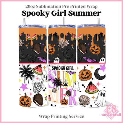 Spooky Girl Summer - Full 20oz Tumbler Sublimation Print