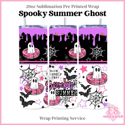 Spooky Summer Ghost - Full 20oz Tumbler Sublimation Print