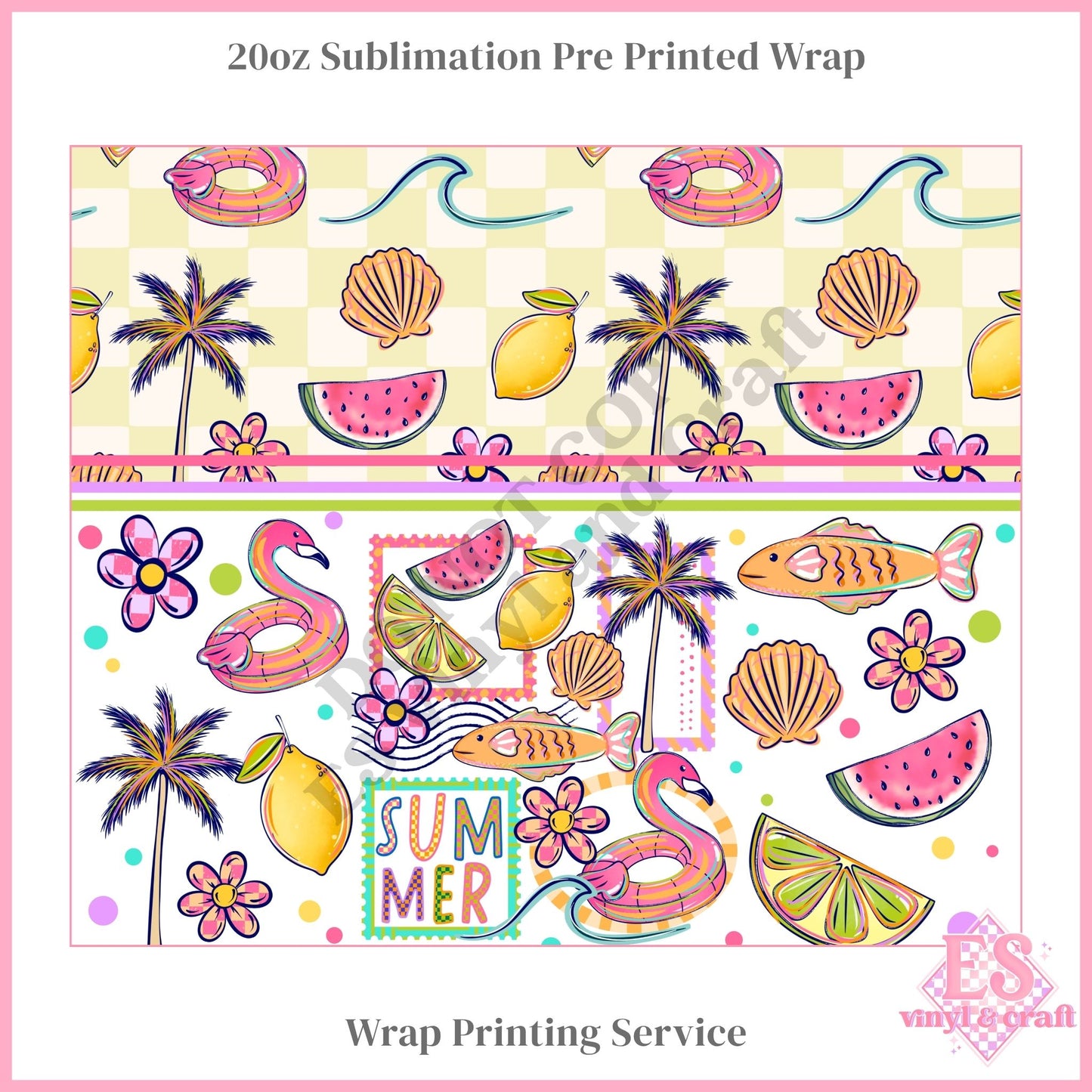 Summer Stamp Collage - Full 20oz Tumbler Sublimation Print