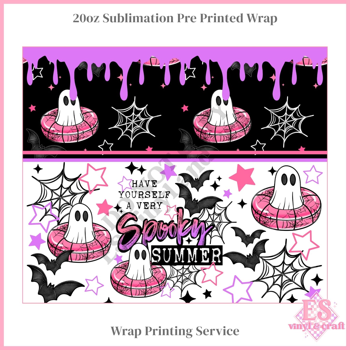 Spooky Summer Ghost - Full 20oz Tumbler Sublimation Print