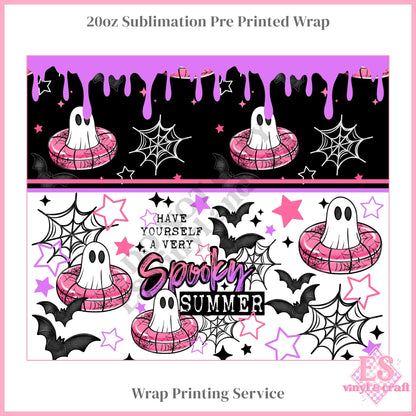 Spooky Summer Ghost - Full 20oz Tumbler Sublimation Print