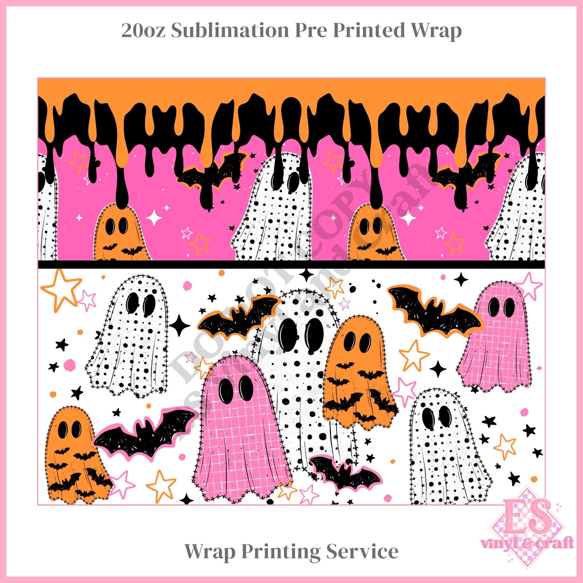 Pink and Orange Ghostie - Full 20oz Tumbler Sublimation Print