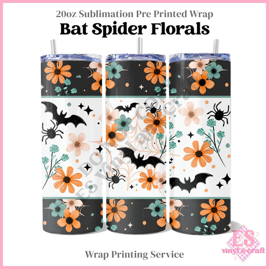 Bat Spider Florals - Full 20oz Tumbler Sublimation Print