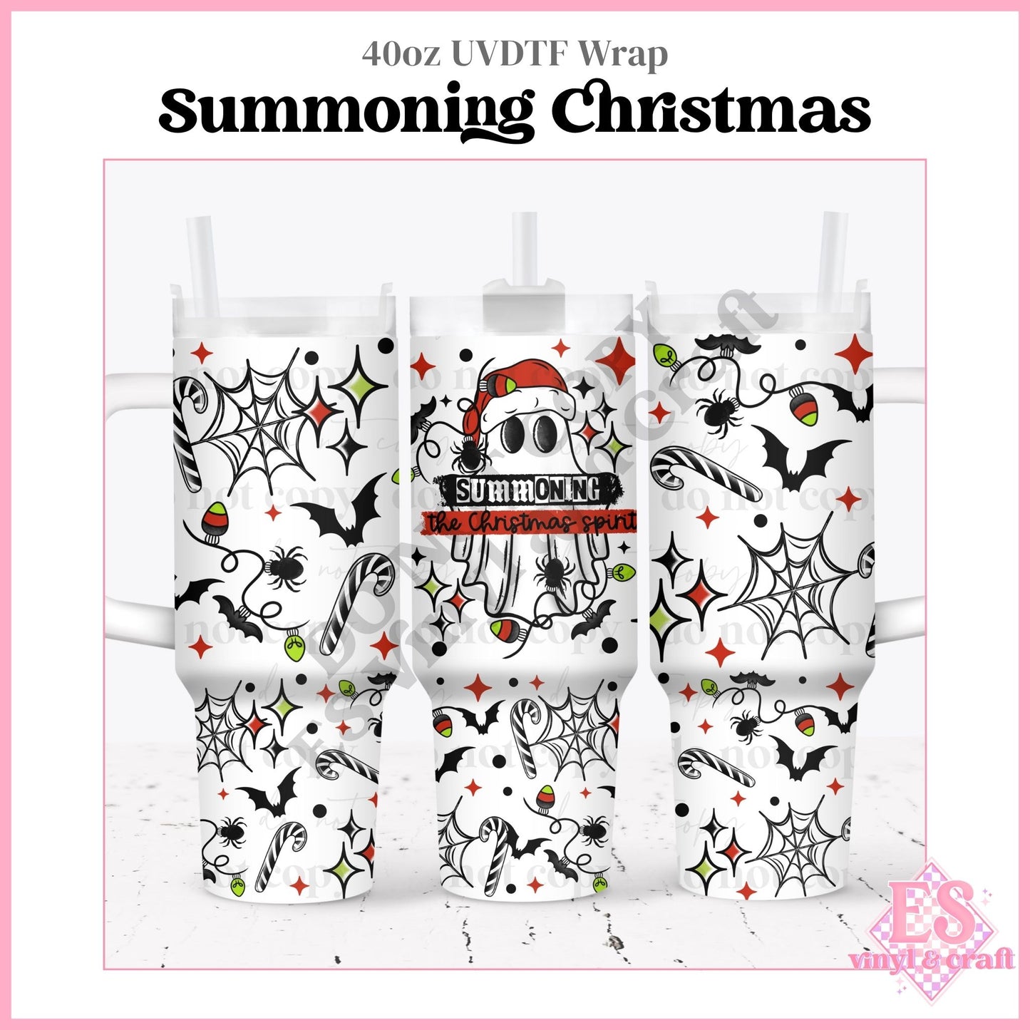 Summoning Christmas - 40oz Tumbler Wraps - UVDTF (Top & Bottom)