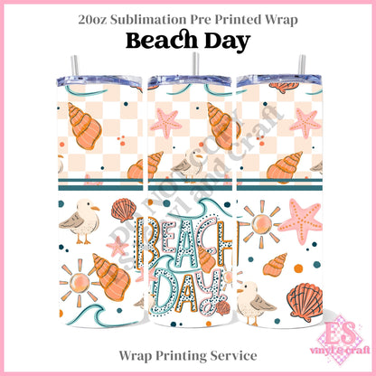 Beach Day - Full 20oz Tumbler Sublimation Print