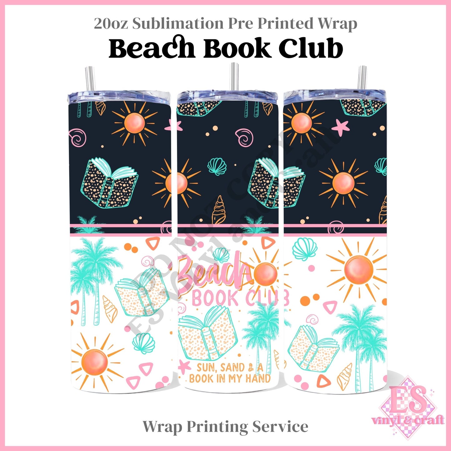 Beach Book Club - Full 20oz Tumbler Sublimation Print