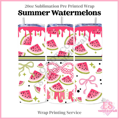Summer Watermelons - Full 20oz Tumbler Sublimation Print