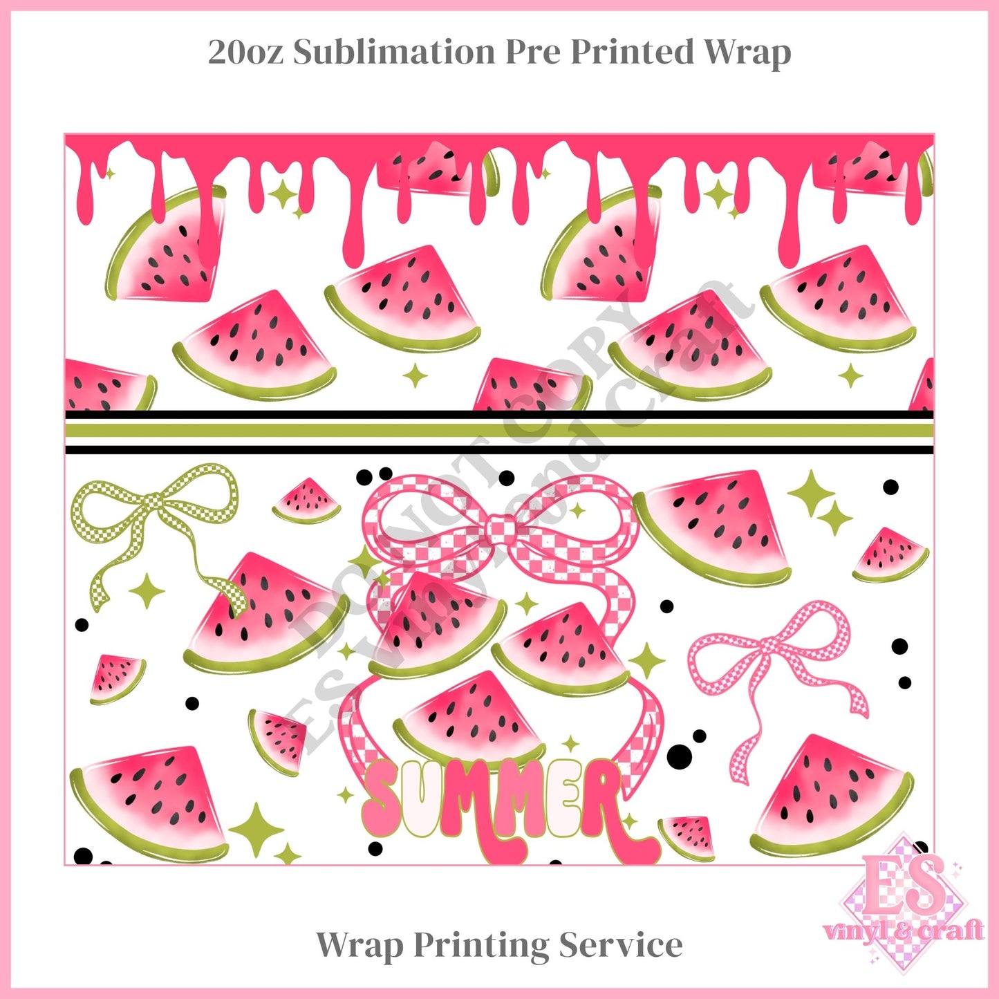 Summer Watermelons - Full 20oz Tumbler Sublimation Print