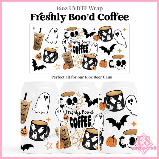 Freshly Boo'd Coffee - 16oz Beer Can / Libbey UVDTF Transfers
