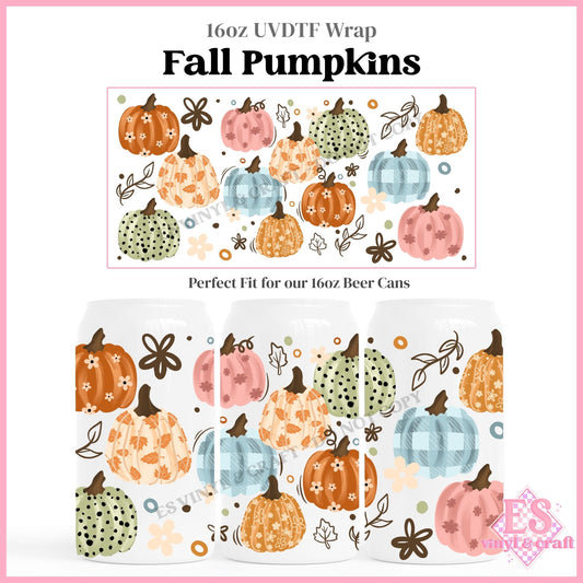 Fall Pumpkins - 16oz Beer Can / Libbey UVDTF Transfers