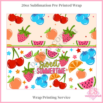 Sweet Summertime Fruit - Full 20oz Tumbler Sublimation Print