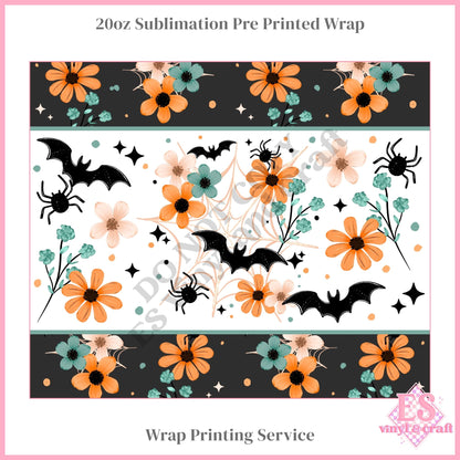 Bat Spider Florals - Full 20oz Tumbler Sublimation Print