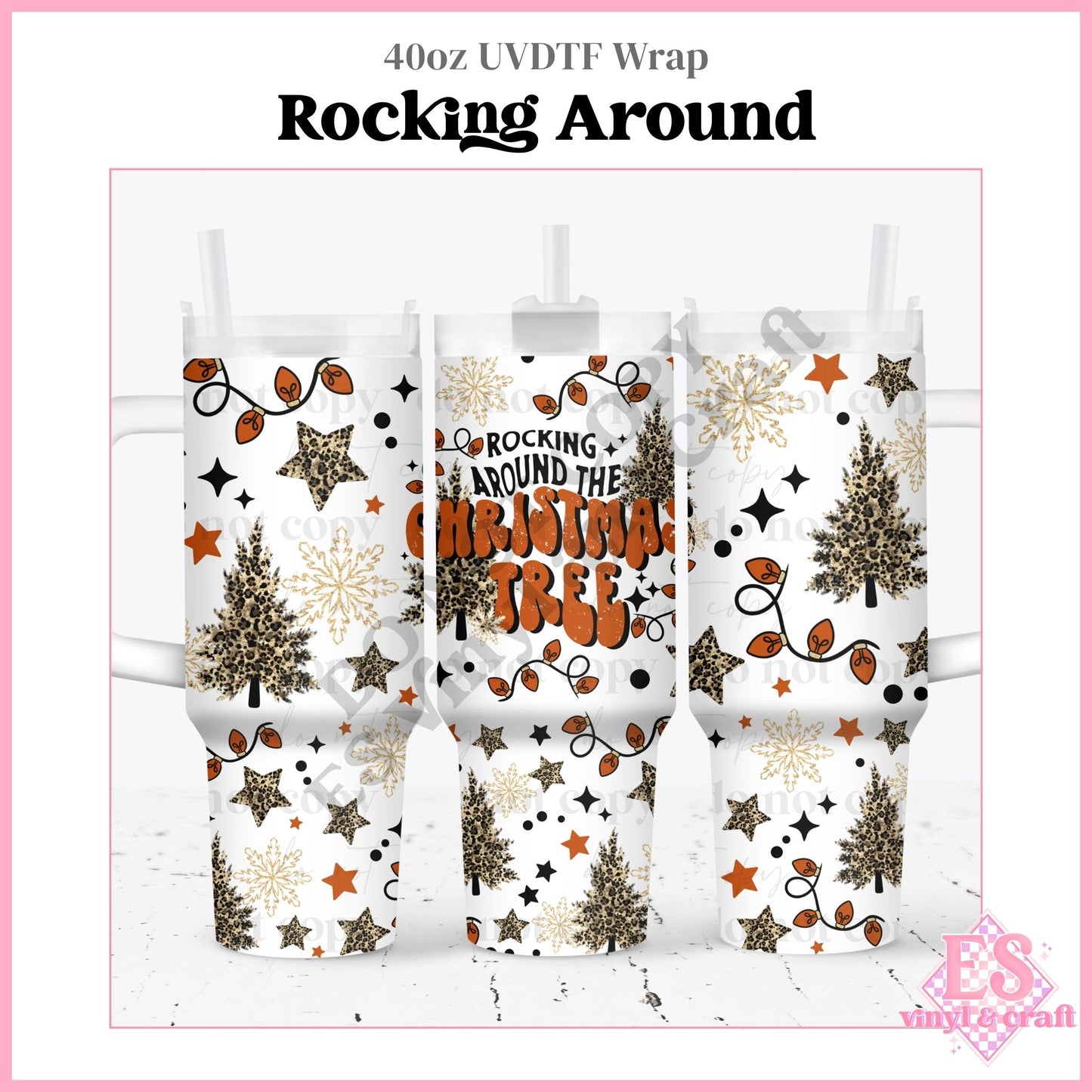 Rocking Around - 40oz Tumbler Wraps - UVDTF (Top & Bottom)