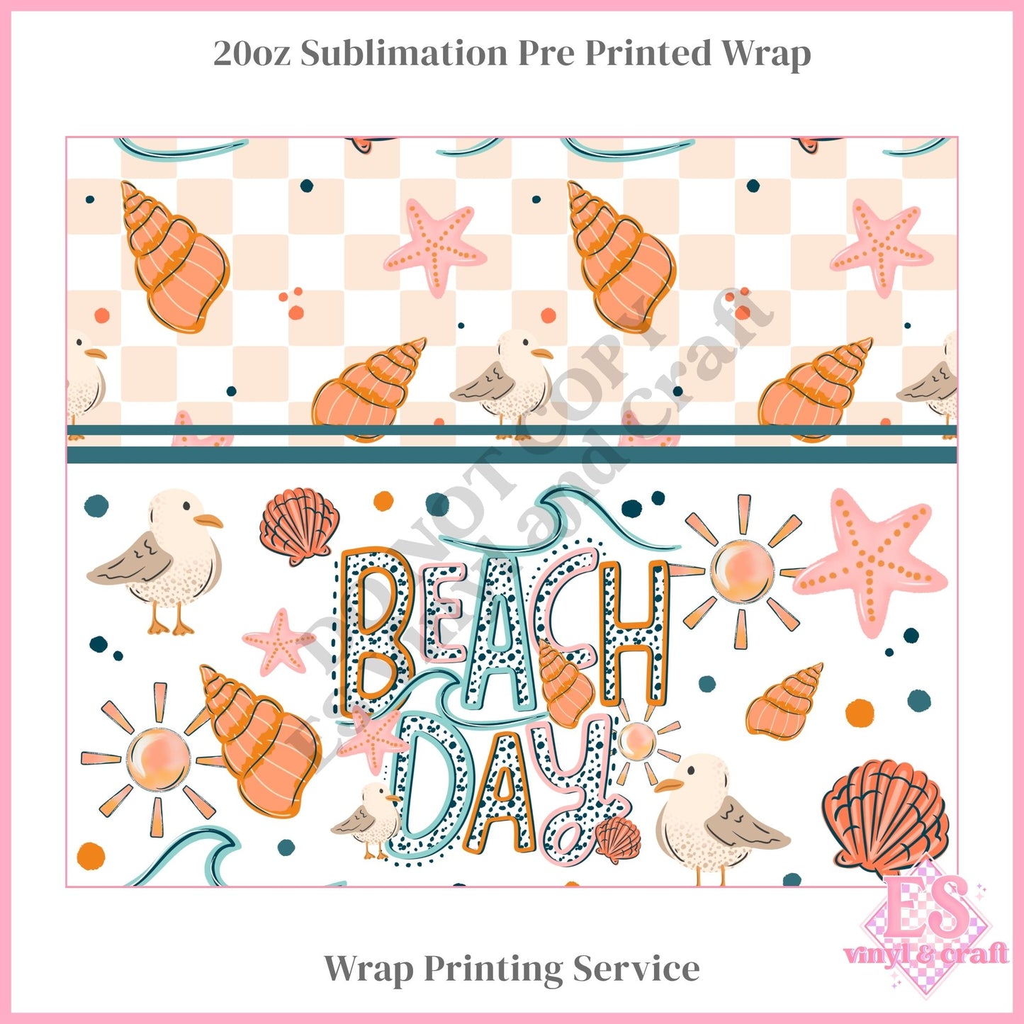 Beach Day - Full 20oz Tumbler Sublimation Print