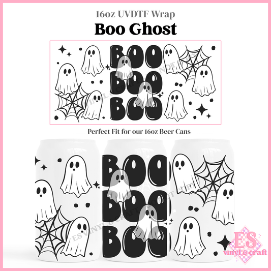 Boo Ghost - 16oz Beer Can / Libbey UV-DTF Transfer