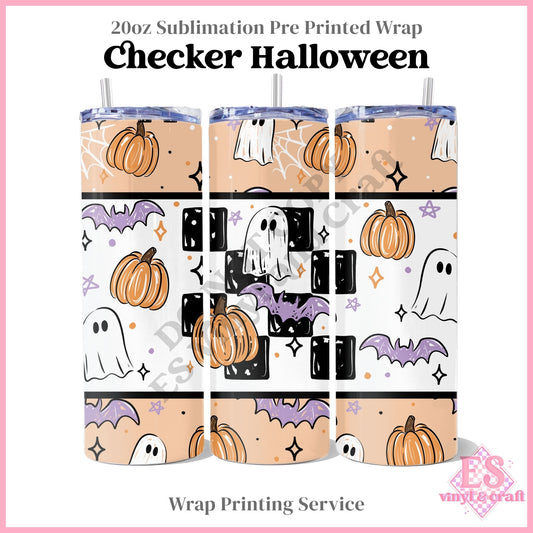 Checker Halloween - Full 20oz Tumbler Sublimation Print