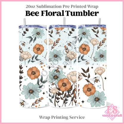 Bee Floral Tumbler - Full 20oz Tumbler Sublimation Print