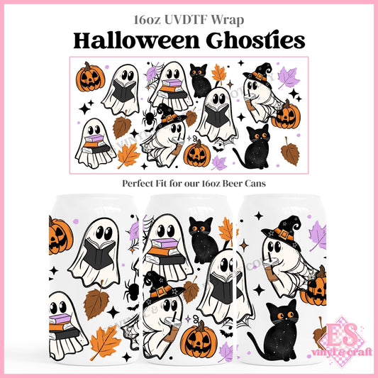 Halloween Ghosties - 16oz Beer Can / Libbey UVDTF Transfers