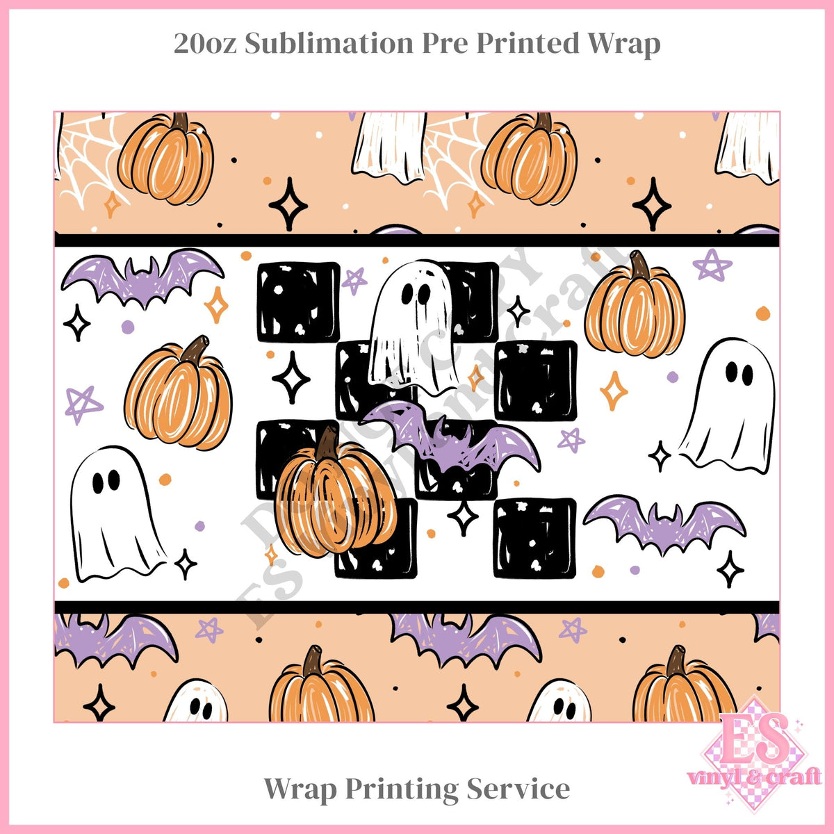 Checker Halloween - Full 20oz Tumbler Sublimation Print