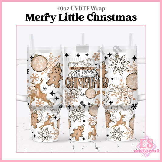 Merry Little Christmas - 40oz Tumbler Wraps - UVDTF (Top & Bottom)