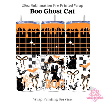Boo Ghost Cat - Full 20oz Tumbler Sublimation Print