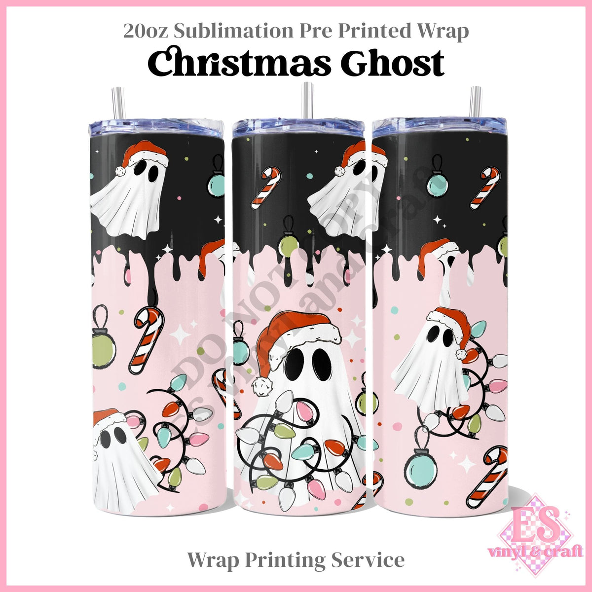 Christmas Ghost - Full 20oz Tumbler Sublimation Print