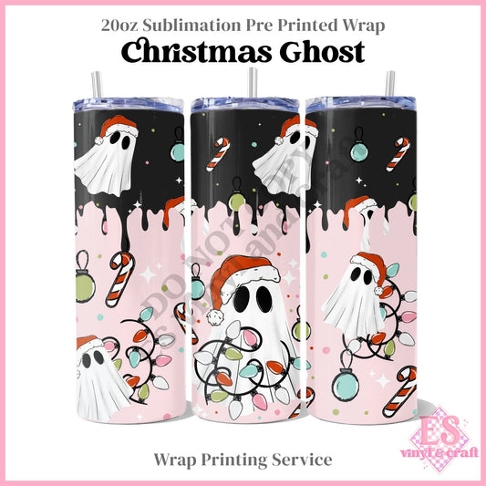 Christmas Ghost - Full 20oz Tumbler Sublimation Print