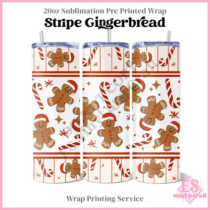 Stripe Gingerbread - Full 20oz Tumbler Sublimation Print