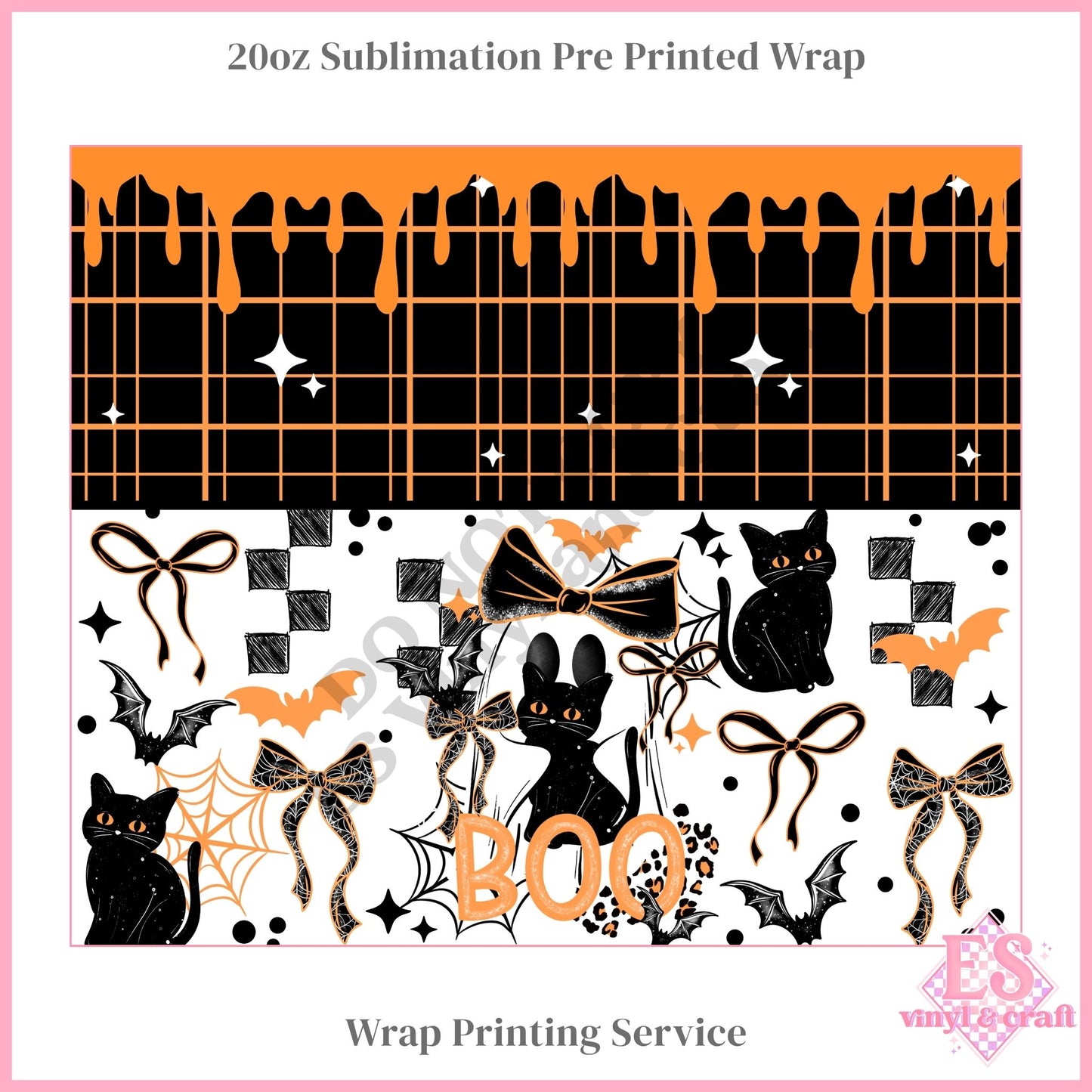 Boo Ghost Cat - Full 20oz Tumbler Sublimation Print