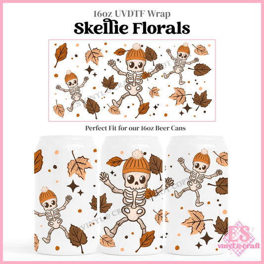 Skellie Florals - 16oz Beer Can / Libbey UVDTF Transfers