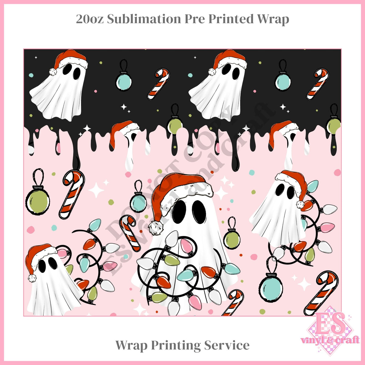 Christmas Ghost - Full 20oz Tumbler Sublimation Print