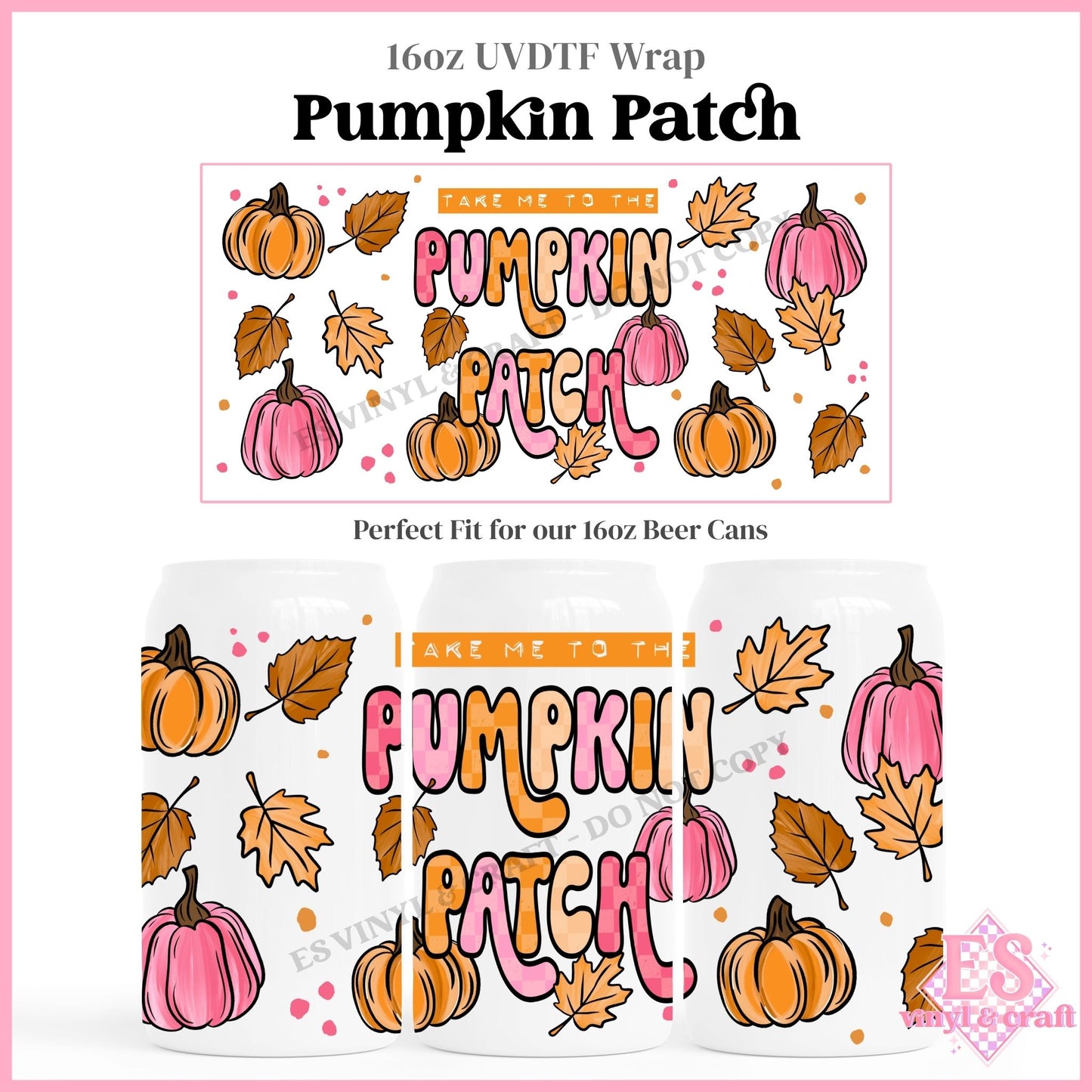 Pumpkin Patch - 16oz Beer Can / Libbey UVDTF Transfers