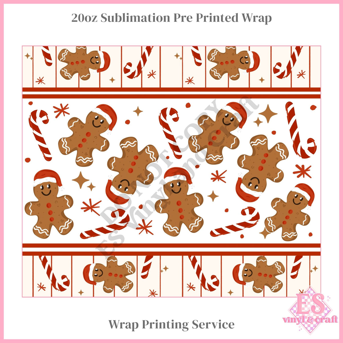 Stripe Gingerbread - Full 20oz Tumbler Sublimation Print