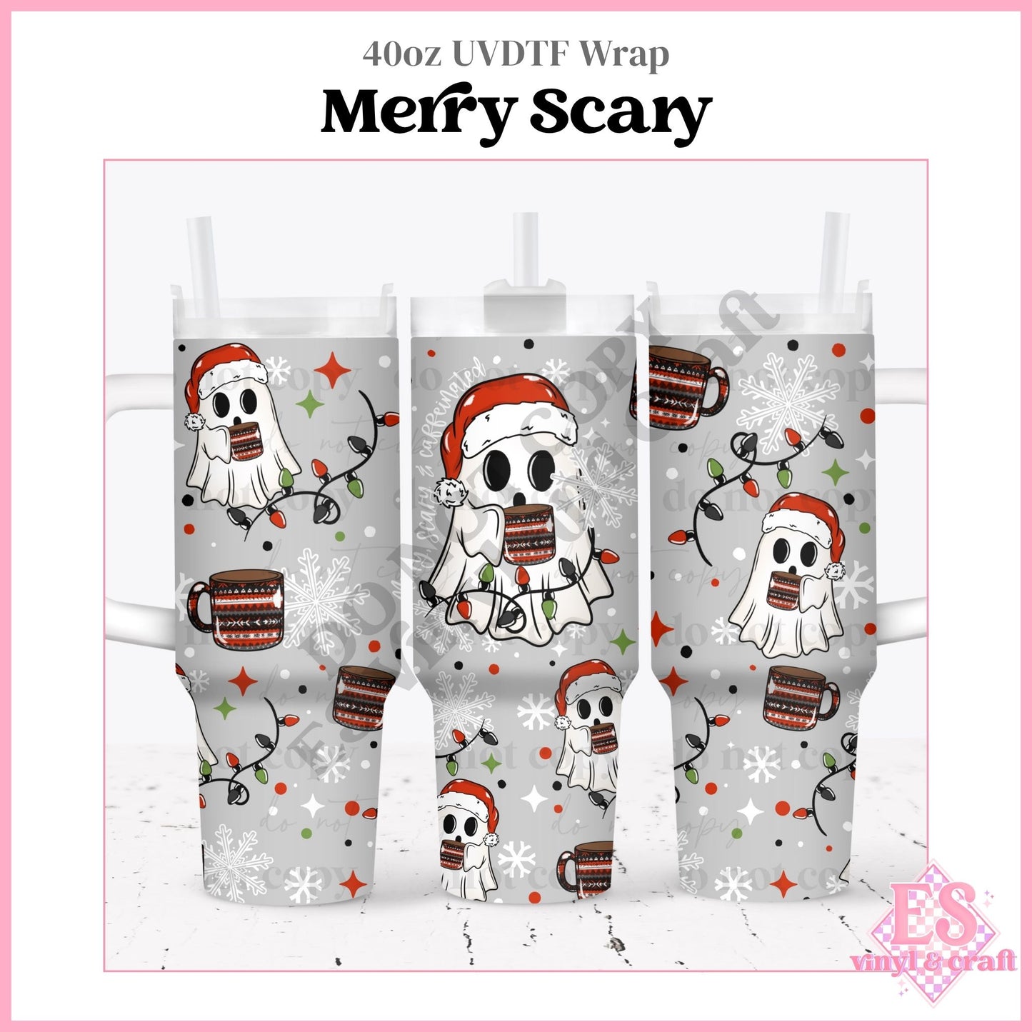 Merry Scary - 40oz Tumbler Wraps - UVDTF (Top & Bottom)