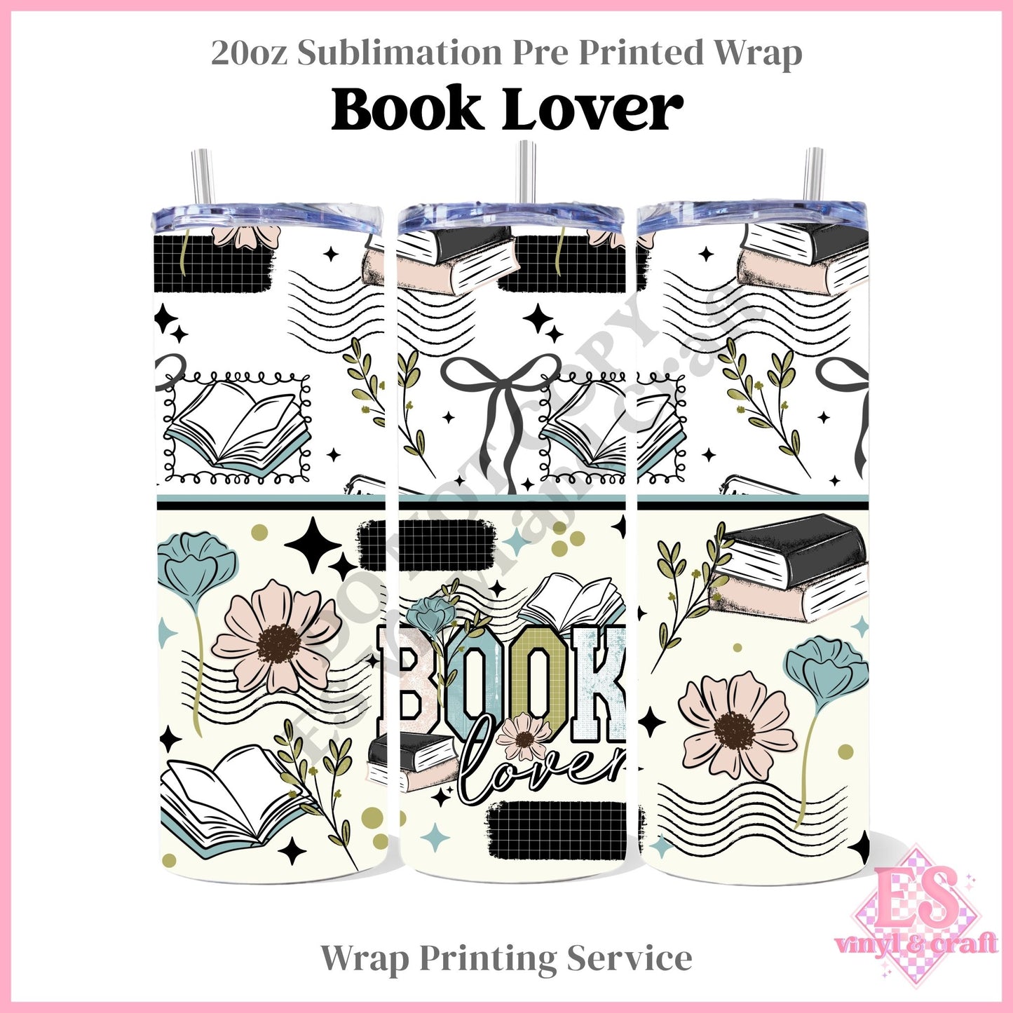 Book Lover - Full 20oz Tumbler Sublimation Print