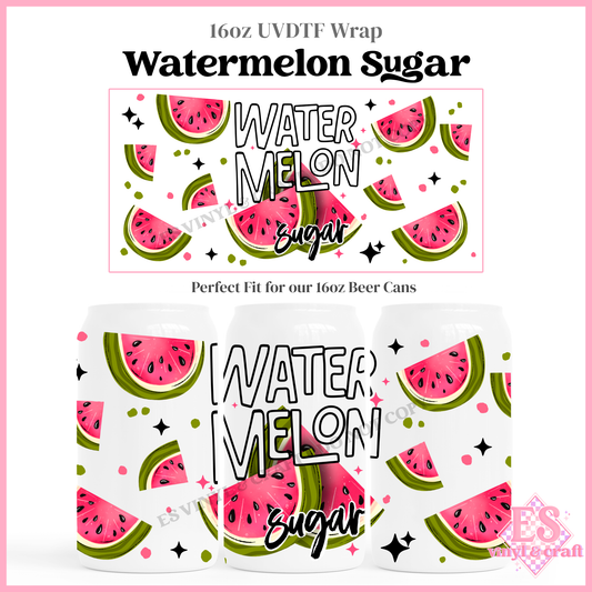 Watermelon Sugar - 16oz Beer Can / Libbey UV-DTF Transfer