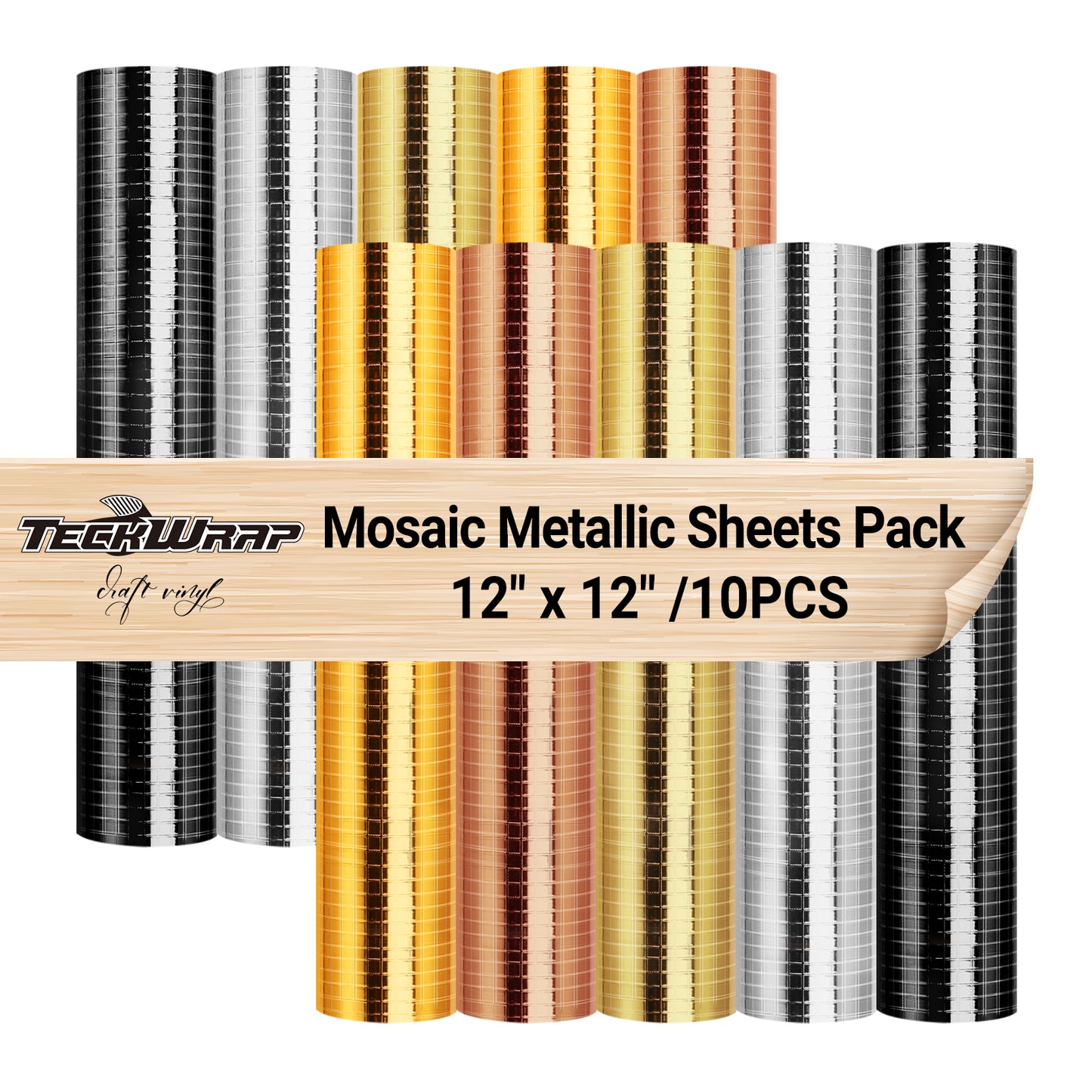 Teckwrap Mosaic Metallic Vinyl Sheet Pack x 10 Sheets