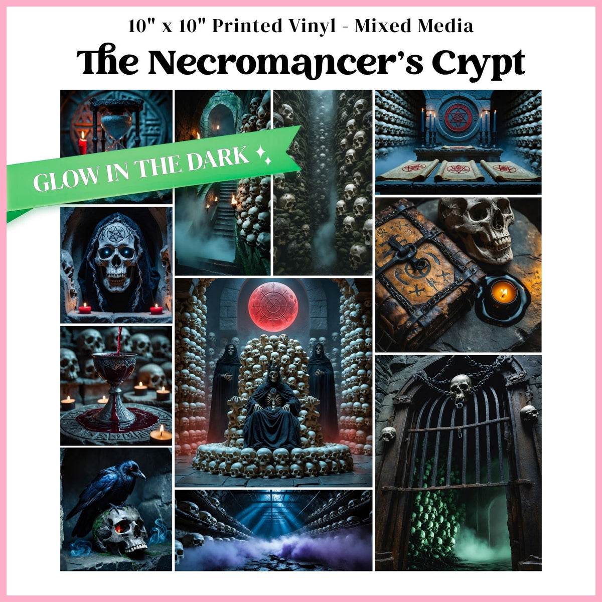 The Necromancer's Crypt - Mixed Media Vinyl 10"x10" Sheet - Glow in the Dark