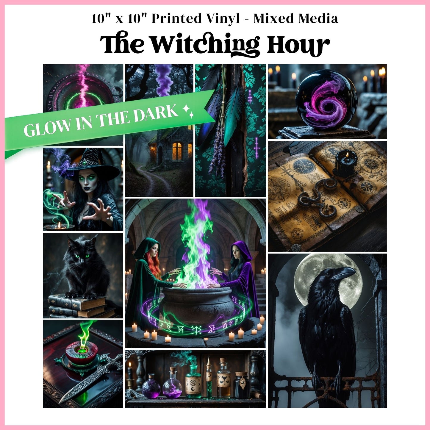 The Witching Hour - Mixed Media Vinyl 10"x10" Sheet - Glow in the Dark