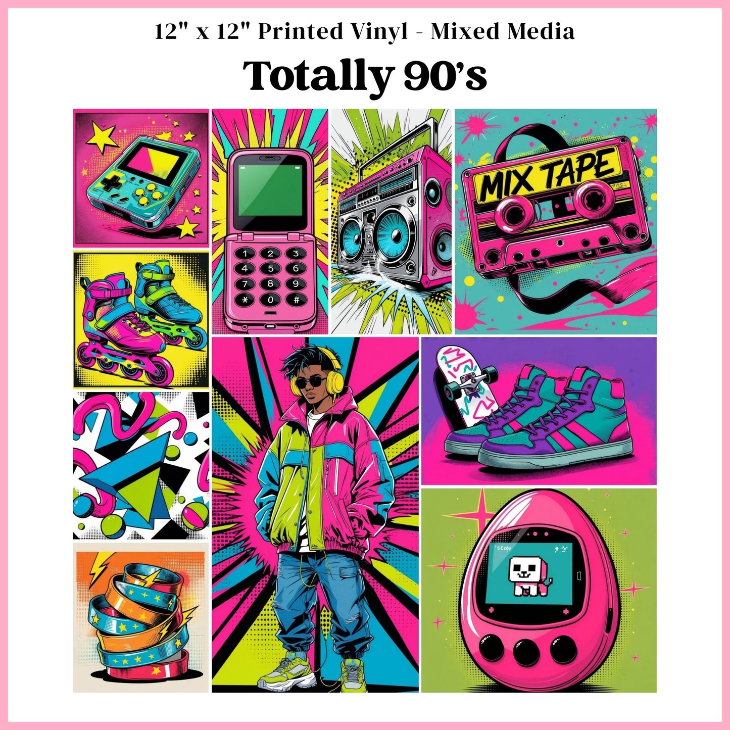 Totally 90's - Mixed Media Vinyl 12"x12" Sheet