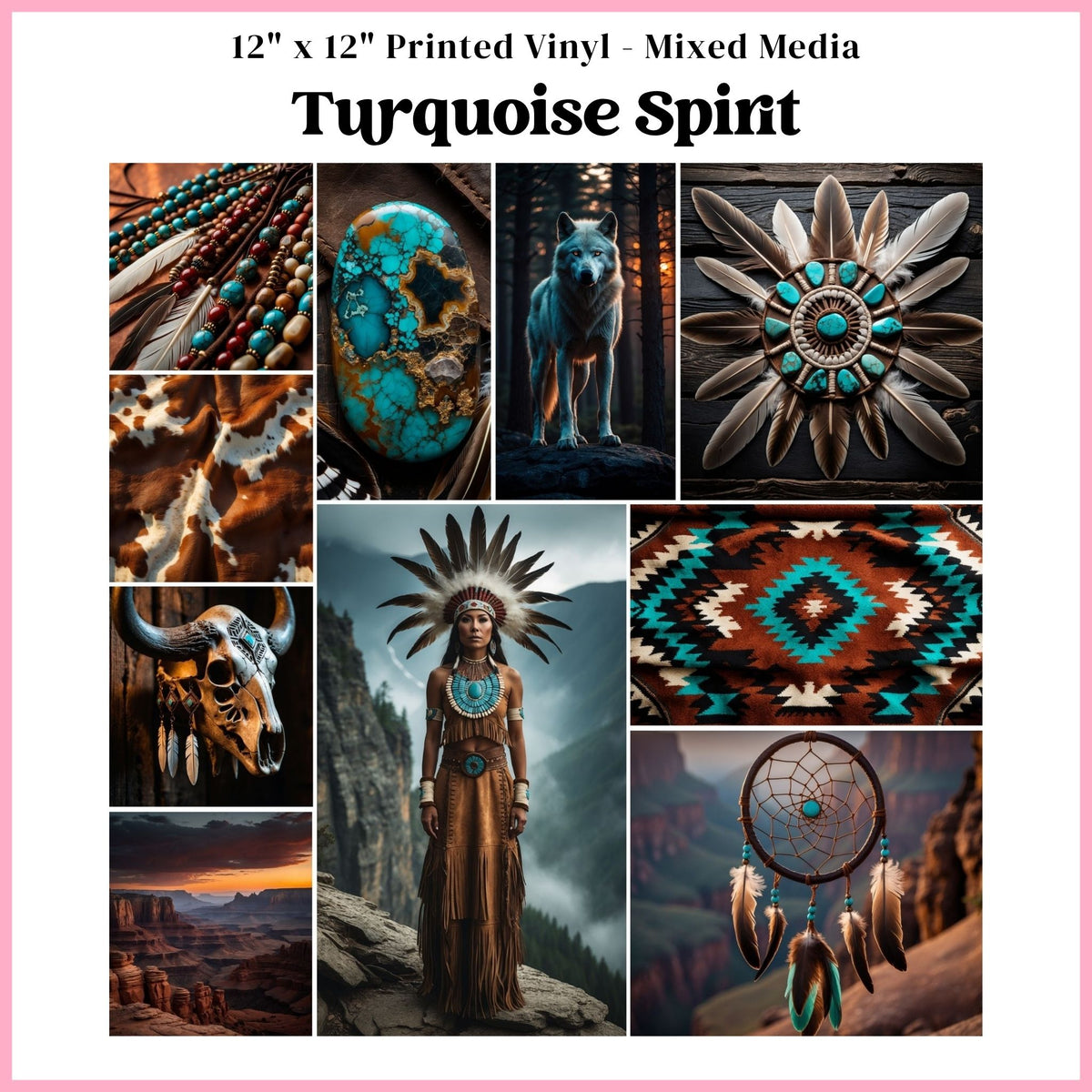 Turquoise Spirit - Mixed Media Vinyl 12"x12" Sheet