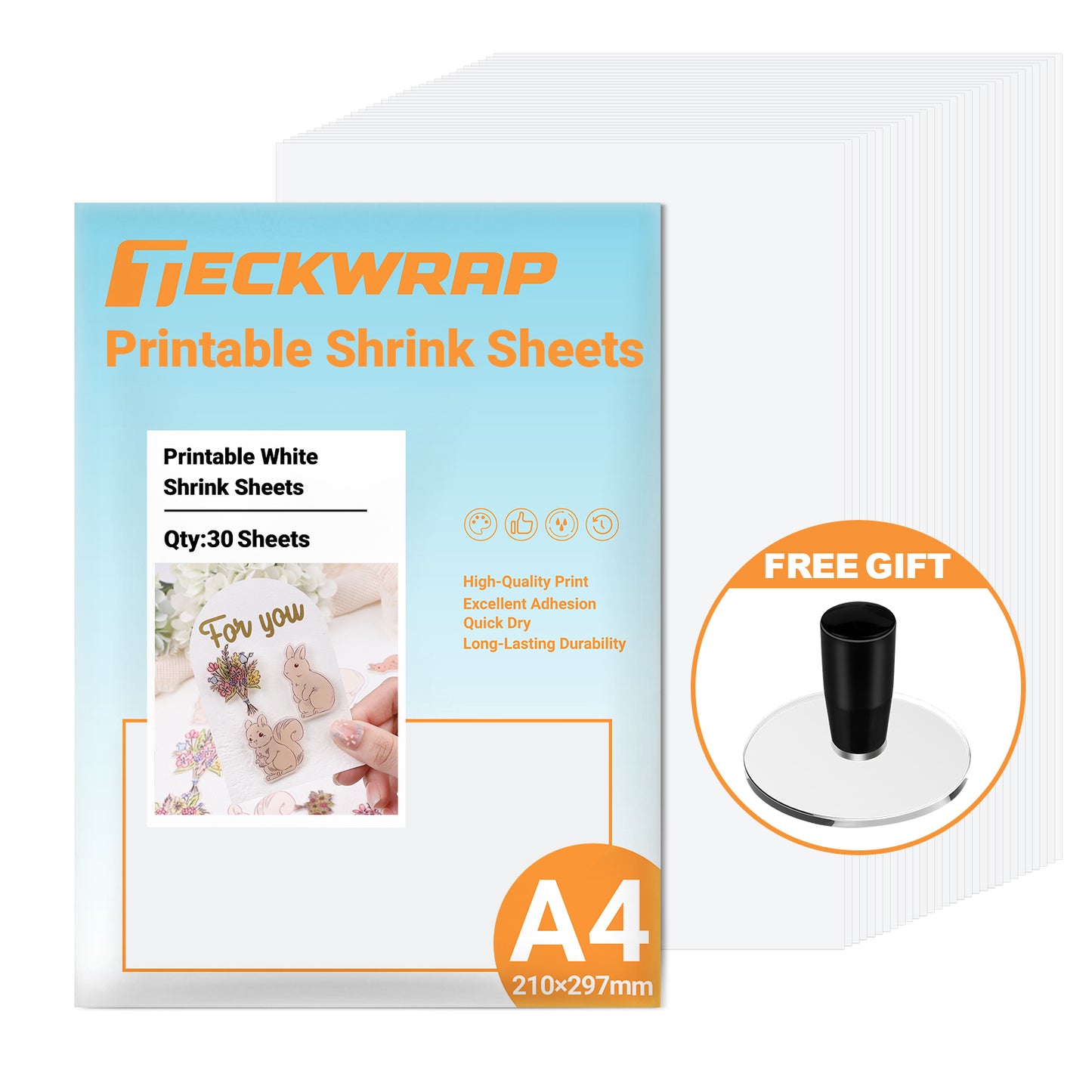 Teckwrap Printable Shrink Sheets - White (Pens or Inkjet Printer)