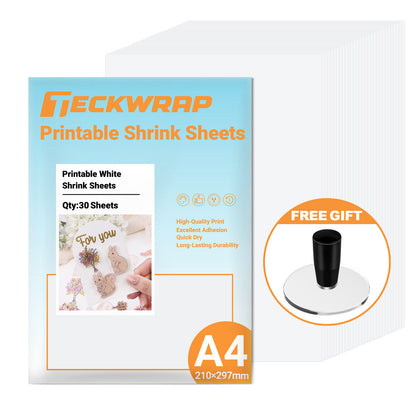 Teckwrap Printable Shrink Sheets - White (Pens or Inkjet Printer)
