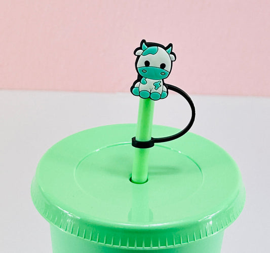 Straw Topper - Mint and White Cow image 0