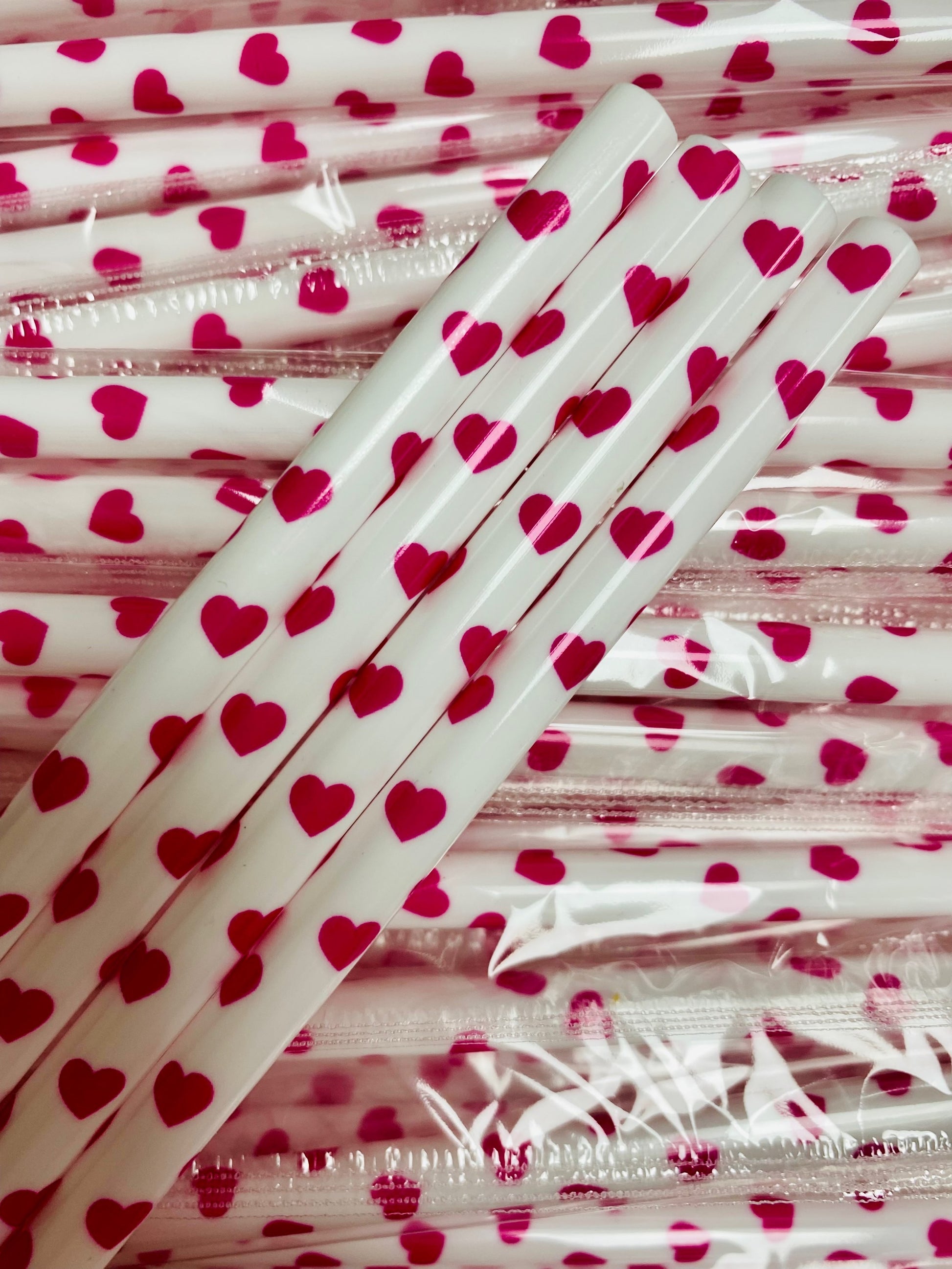 Pink Heart Shaped White Straw image 0
