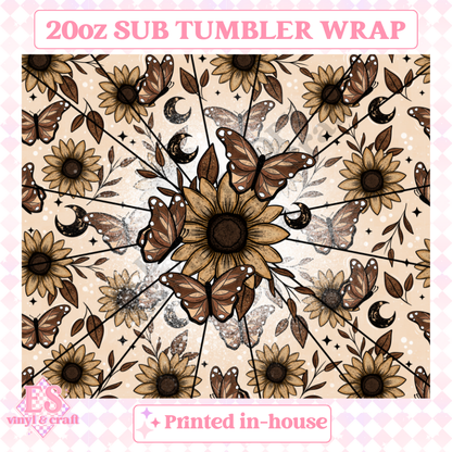 Sunflower Butterfly - Full 20oz Tumbler Sublimation Ready Print image 1