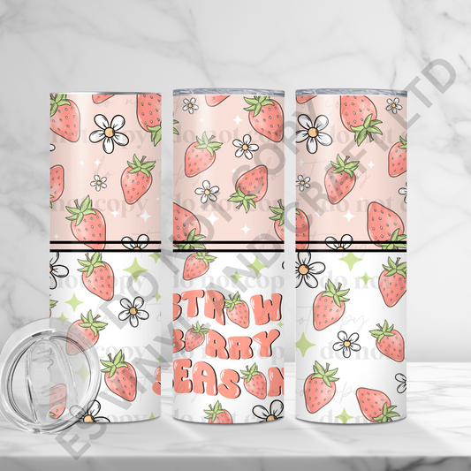 Strawberry Season - Full 20oz Tumbler Sublimation Ready To Print image 0