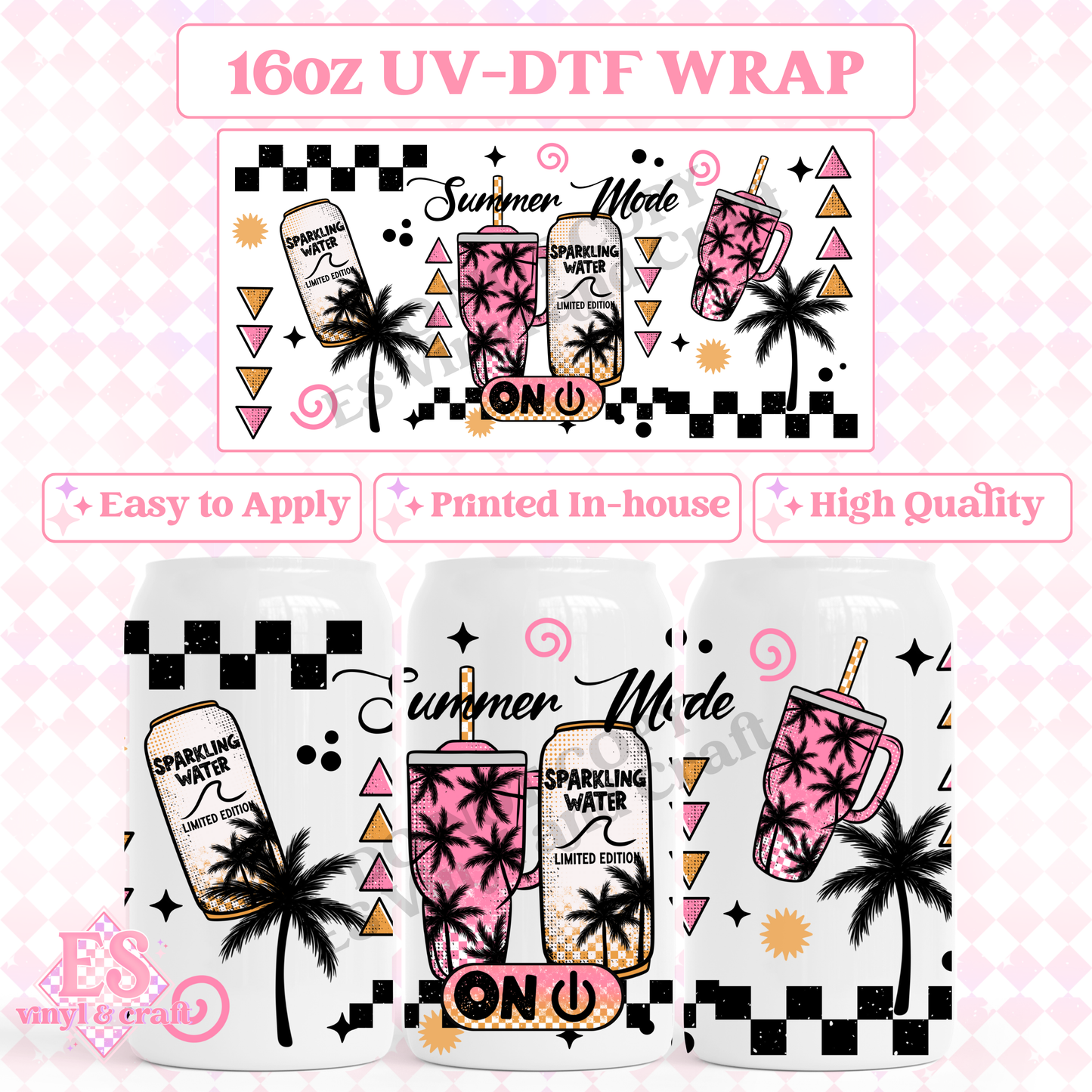 Summer Mode (Sparkling Water) - 16oz Beer Can / Libbey UV-DTF Transfer image 0