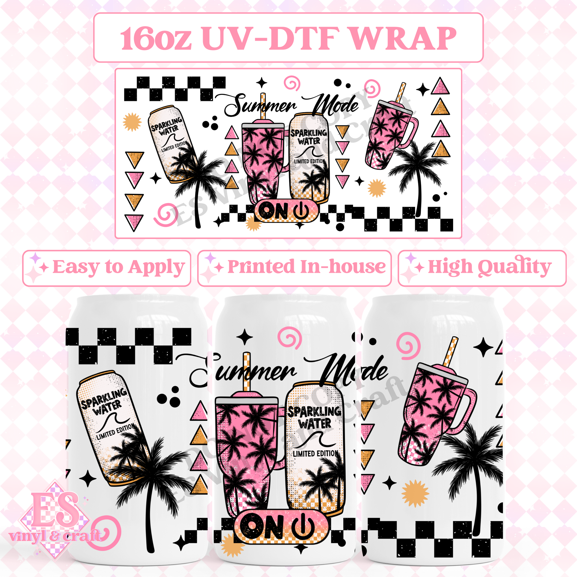 Summer Mode (Sparkling Water) - 16oz Beer Can / Libbey UV-DTF Transfer image 0