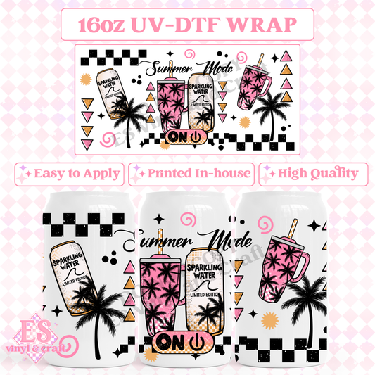 Summer Mode (Sparkling Water) - 16oz Beer Can / Libbey UV-DTF Transfer image 0